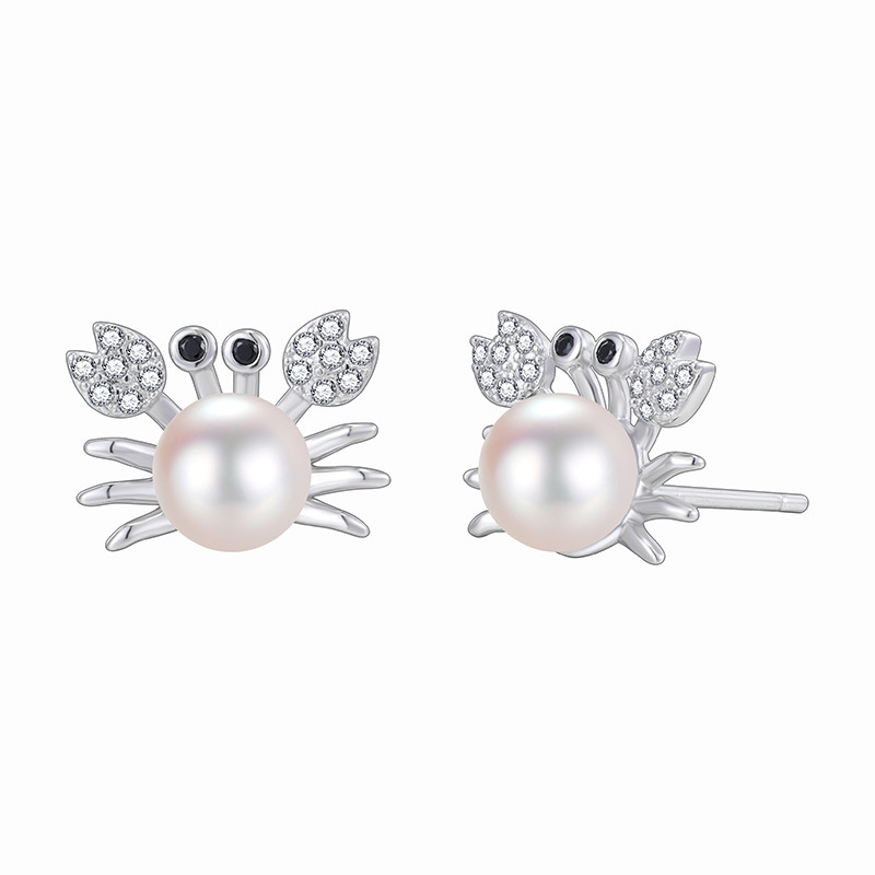 Pearl Crab O Chain Cute Ocean Inspired Genuine 925 Sterling Silver Pendant Necklace view 6