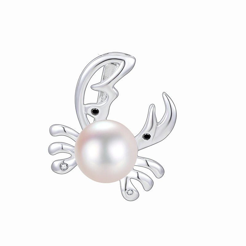 Pearl Crab O Chain Cute Ocean Inspired Genuine 925 Sterling Silver Pendant Necklace view 7