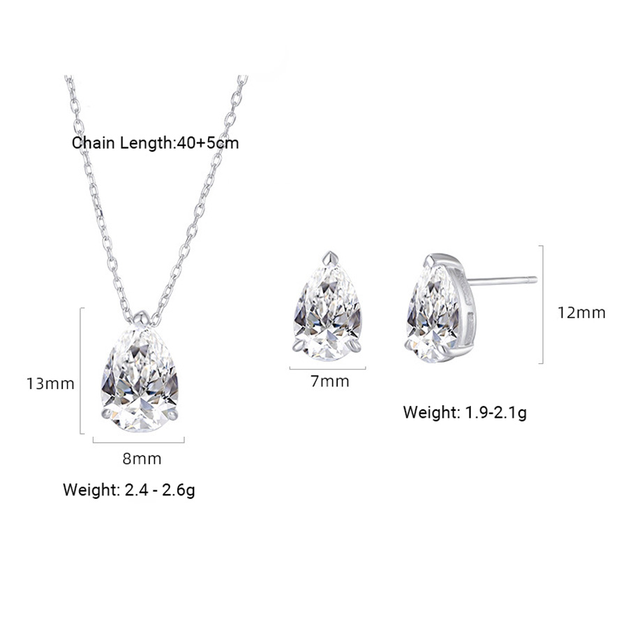 Elegant Teardrop Pendant O Chain Pear Cut Clear Amazing Crystals 925 Sterling Silver Necklace view 5