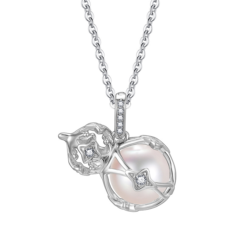 Pearl DIY Findings Hollow Gourd Cage Pendant Openable Solid 925 Sterling Silver Pendant