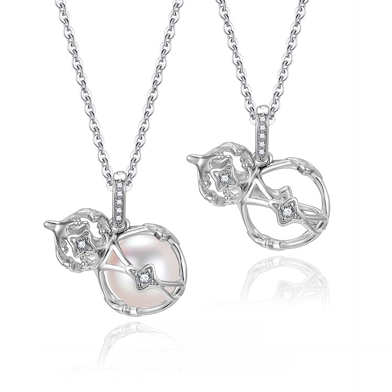 Pearl DIY Findings Hollow Gourd Cage Pendant Openable Solid 925 Sterling Silver Pendant view 2