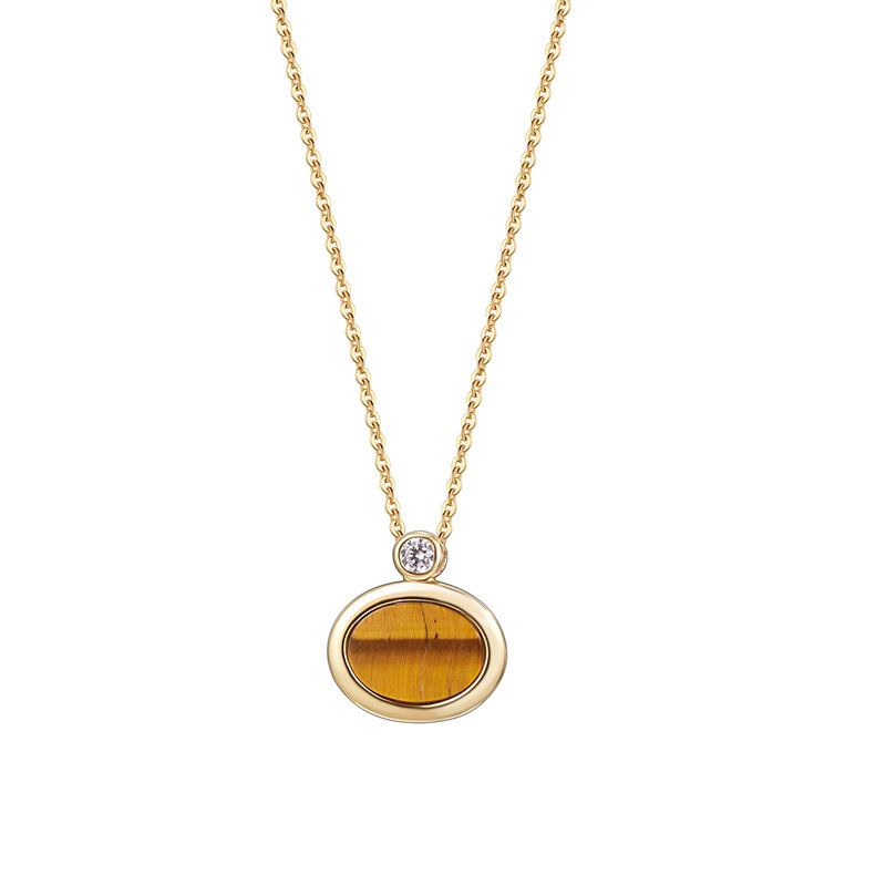925 Sterling Silver Blue Lapis Lazuli Bead Baroque Pearl Strand And Tiger Eye Oval Pendant Layered Necklace Set