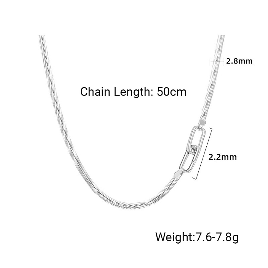 Geometric Snake Solid 925 Sterling Silver Oval Link Clasp Chain Minimalist Layering Collarbone Necklace view 6