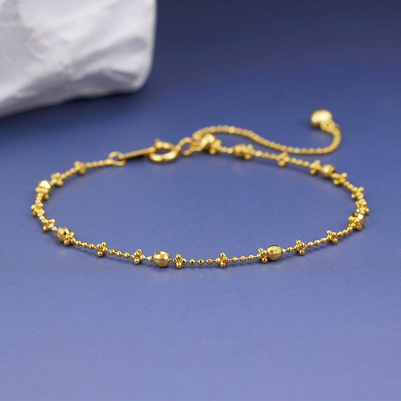 Pure Metal Geometric Faceted Bead Station 925 Sterling Silver Adjustable Slider Chain Bracelet view 2