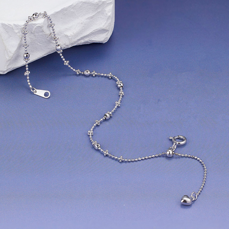 Pure Metal Geometric Faceted Bead Station 925 Sterling Silver Adjustable Slider Chain Bracelet view 4