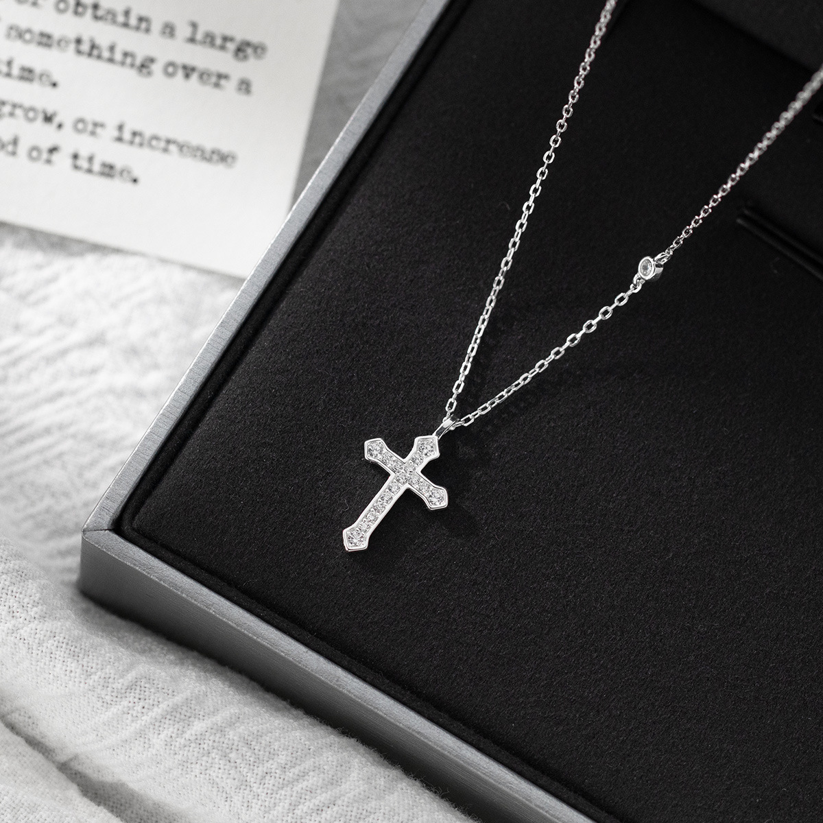 Religious Cross Amazing Crystals 925 Sterling Silver Necklace view 3