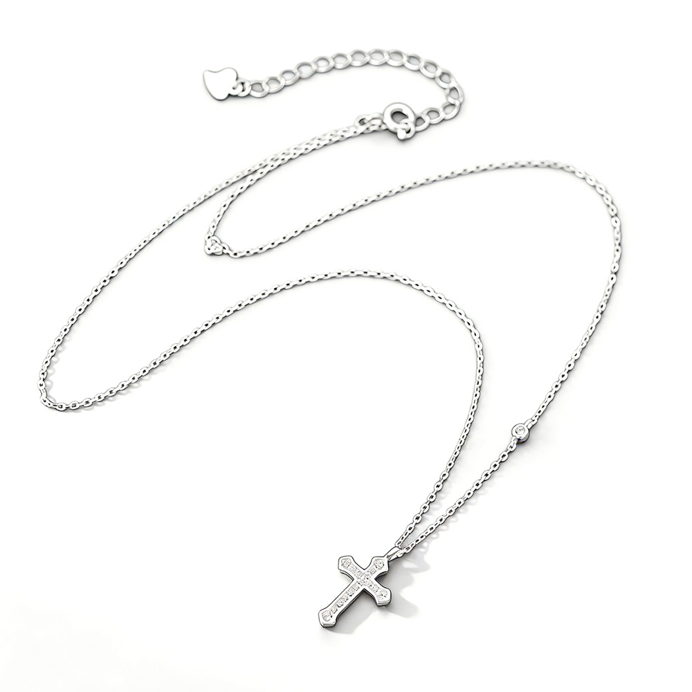 Religious Cross Amazing Crystals 925 Sterling Silver Necklace view 4