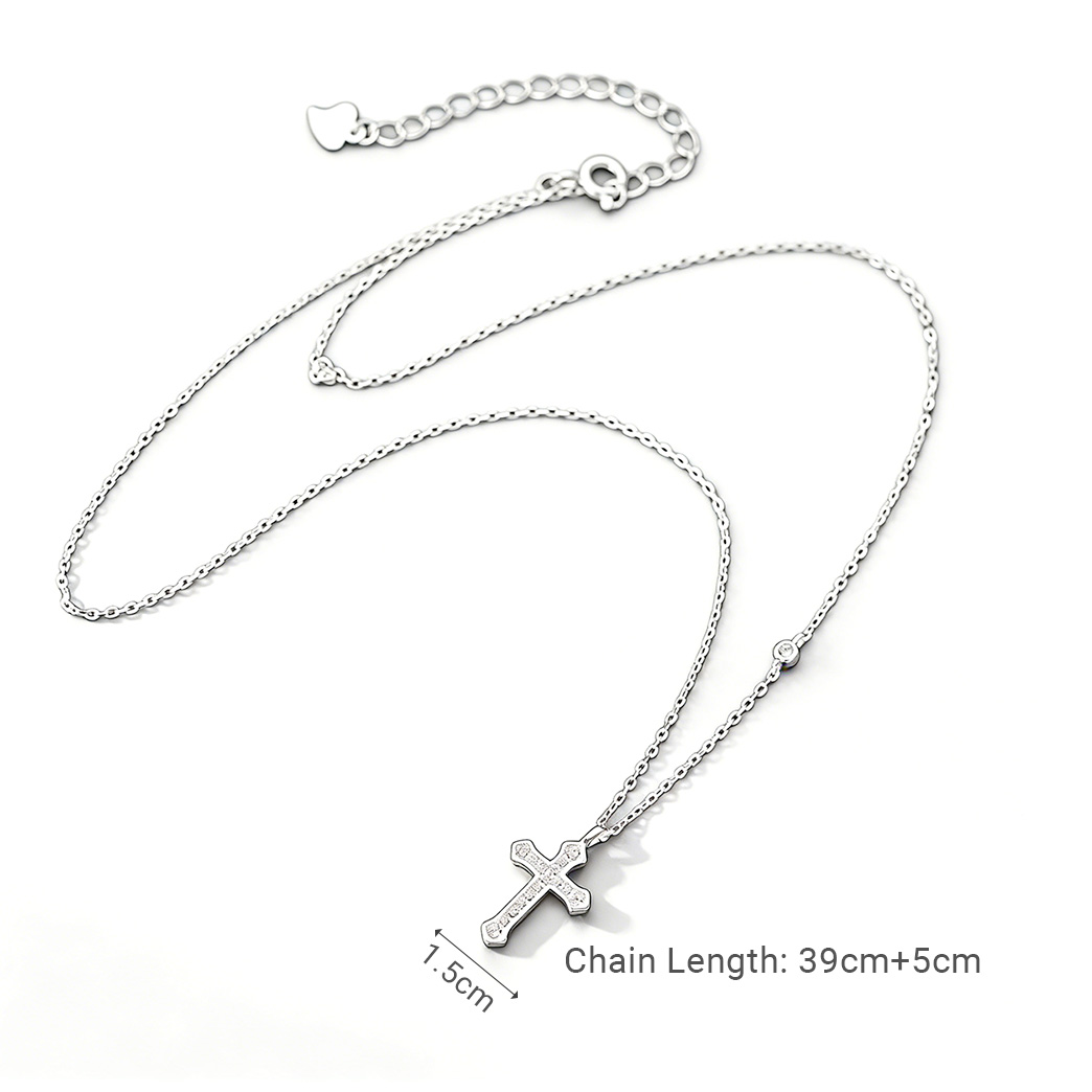 Religious Cross Amazing Crystals 925 Sterling Silver Necklace view 5
