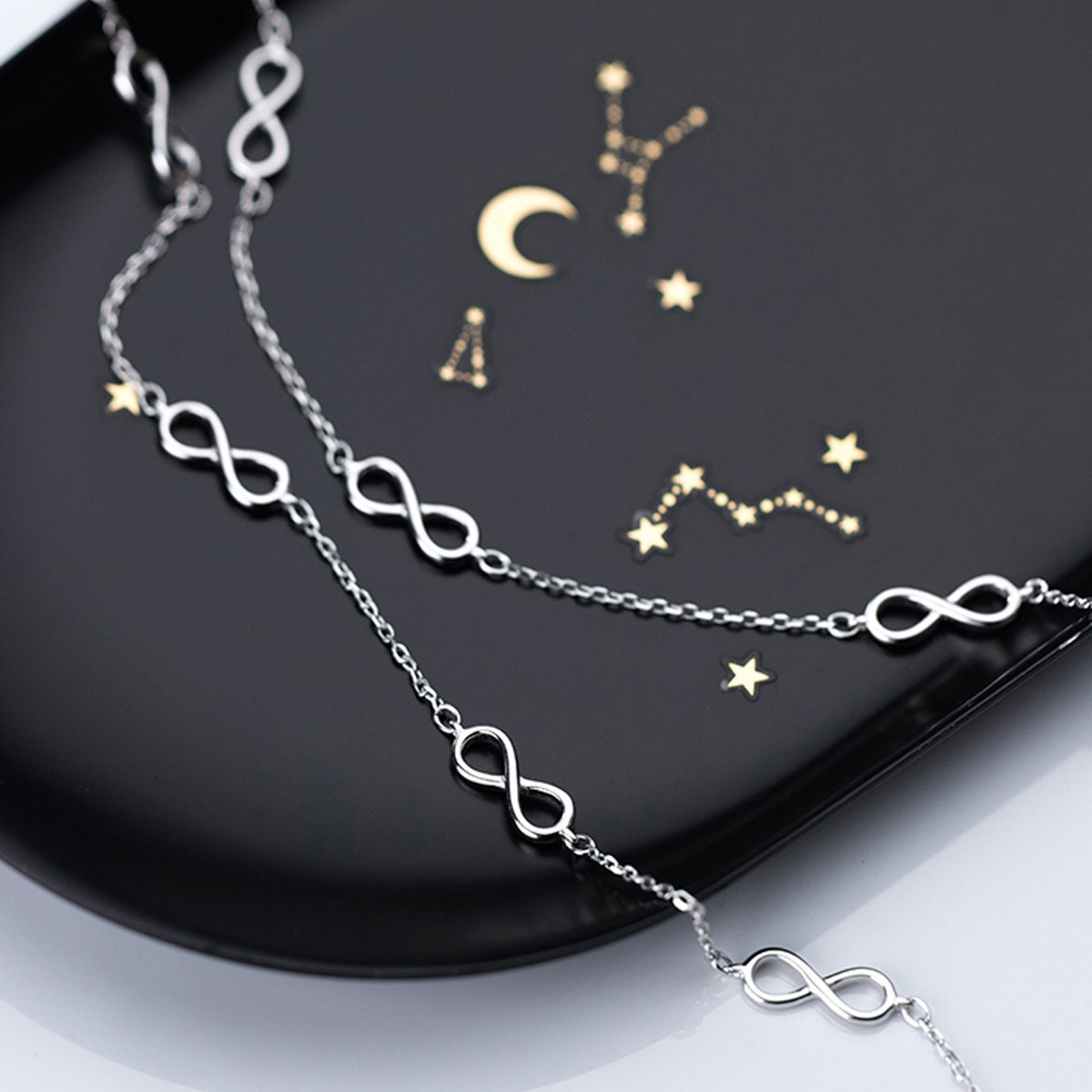 Infinity Symbol Pure Metal S925 Sterling Silver Chain Anklet Bracelet view 3