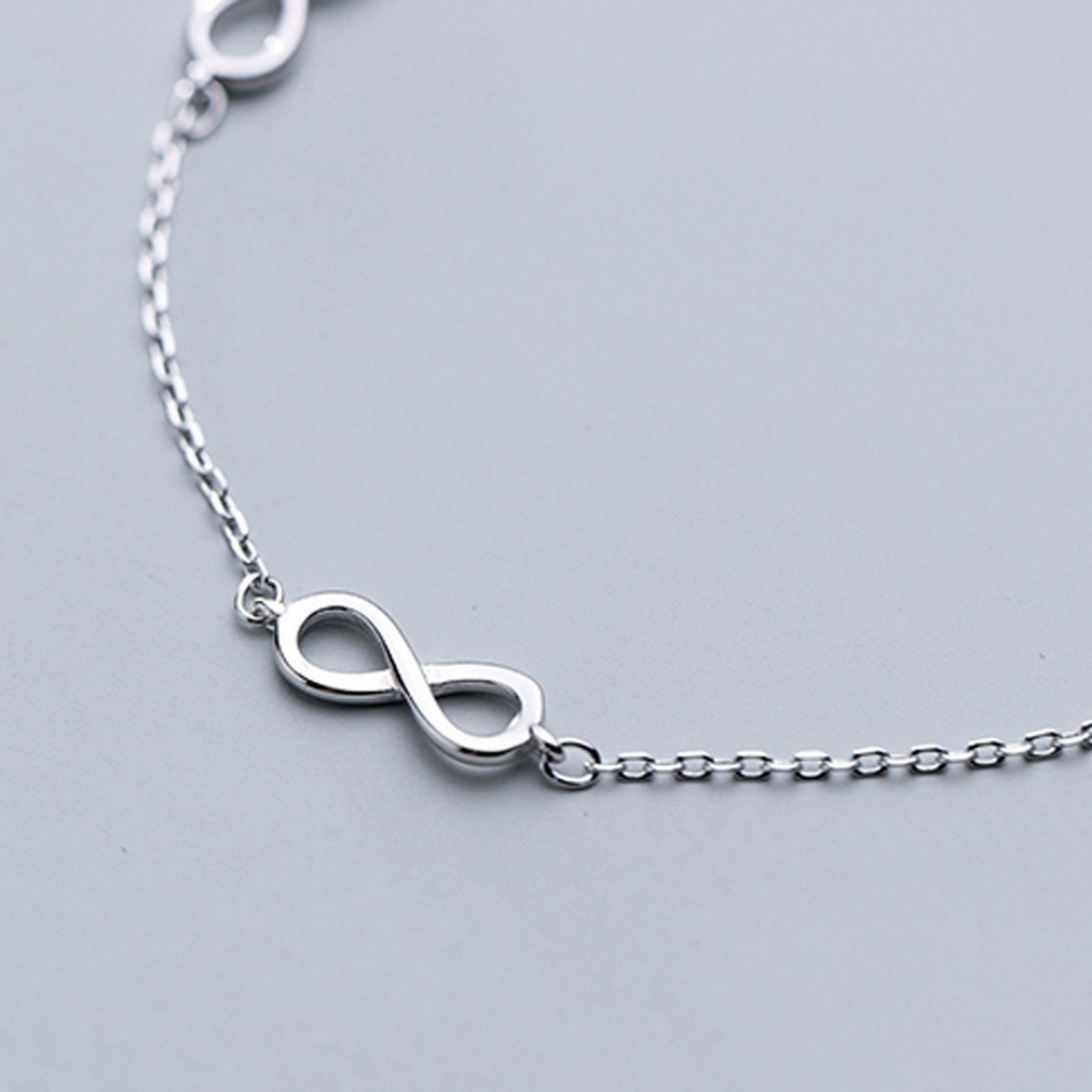 Infinity Symbol Pure Metal S925 Sterling Silver Chain Anklet Bracelet view 4