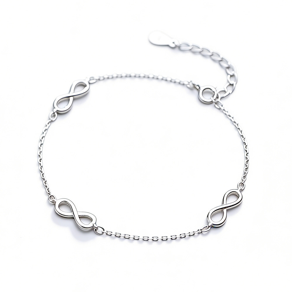 Infinity Symbol Pure Metal S925 Sterling Silver Chain Anklet Bracelet view 6
