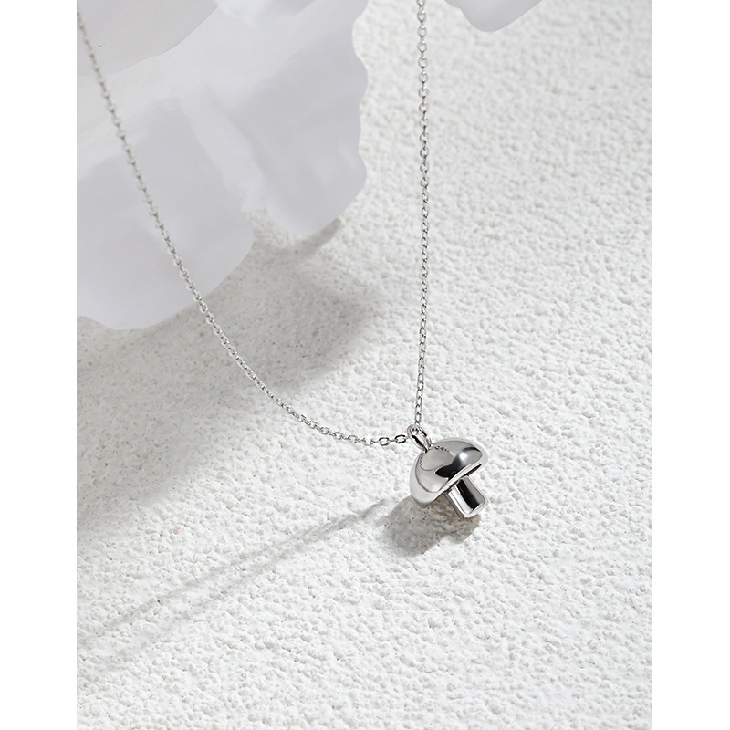 Elegant Mushroom 925 Sterling Silver Chain Pendant Necklace view 2