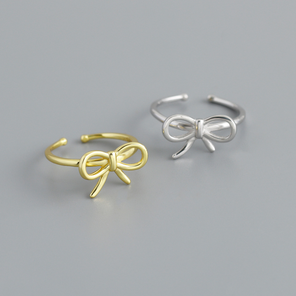 Adjustable Bow Knot Ring 925 Sterling Silver Ring view 2