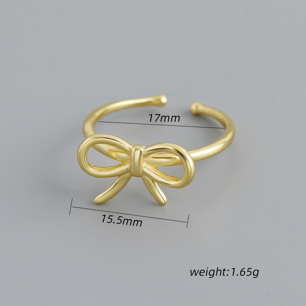 Adjustable Bow Knot Ring 925 Sterling Silver Ring view 5