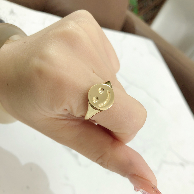 Smiley Face Adjustable Adjustable 925 Sterling Silver Ring view 3