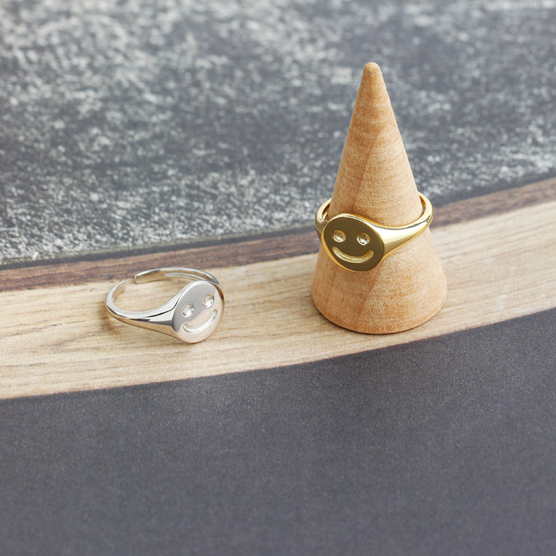 Smiley Face Adjustable Adjustable 925 Sterling Silver Ring view 4