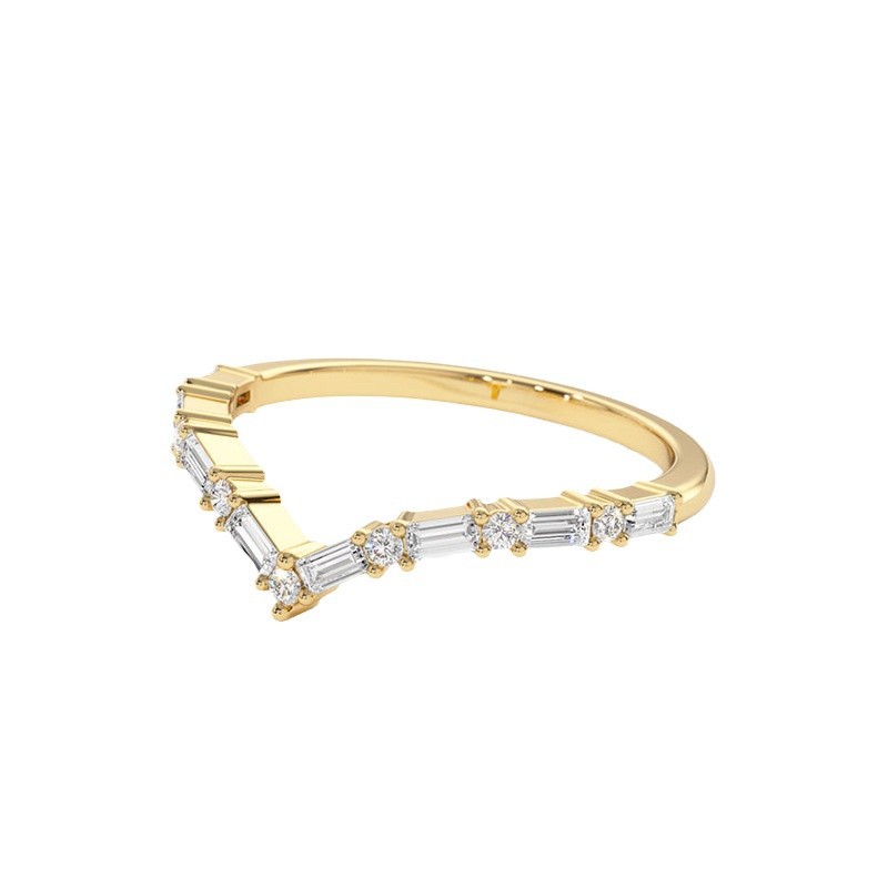 Modern Minimalist Fashion Jewelry Geometric Irregular Amazing Crystals 925 Sterling Silver Micro Set Baguette Round Clear Stone Ring