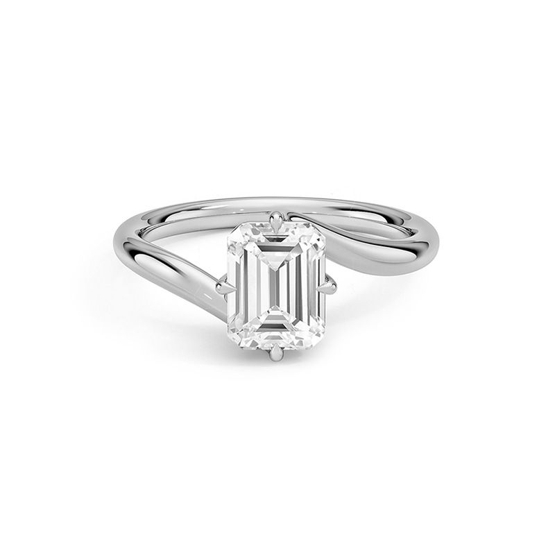 Geometric Rectangular Clear Amazing Crystals 925 Sterling Silver Twisted Band Ring Minimalist Fashion Commuter Elegant Unisex Statement Ring view 2