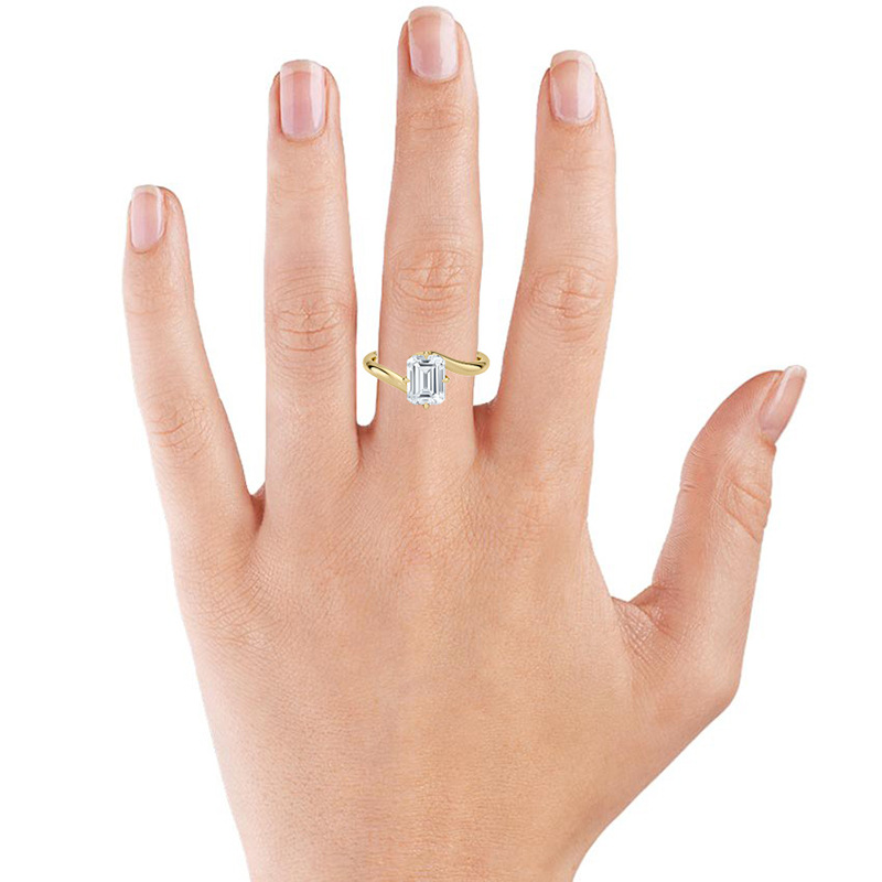 Geometric Rectangular Clear Amazing Crystals 925 Sterling Silver Twisted Band Ring Minimalist Fashion Commuter Elegant Unisex Statement Ring view 3
