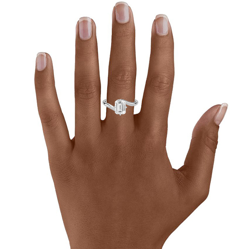 Geometric Rectangular Clear Amazing Crystals 925 Sterling Silver Twisted Band Ring Minimalist Fashion Commuter Elegant Unisex Statement Ring view 4