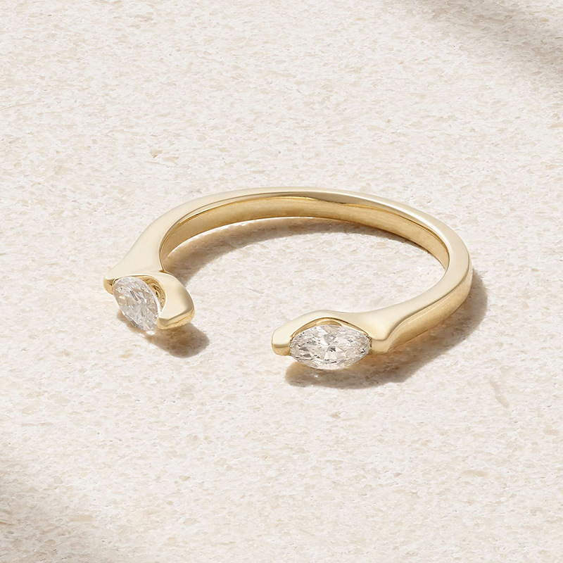 Marquise Clear Amazing Crystals 925 Sterling Silver Open Adjustable Ring view 2
