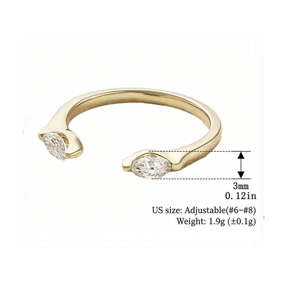 Marquise Clear Amazing Crystals 925 Sterling Silver Open Adjustable Ring view 6