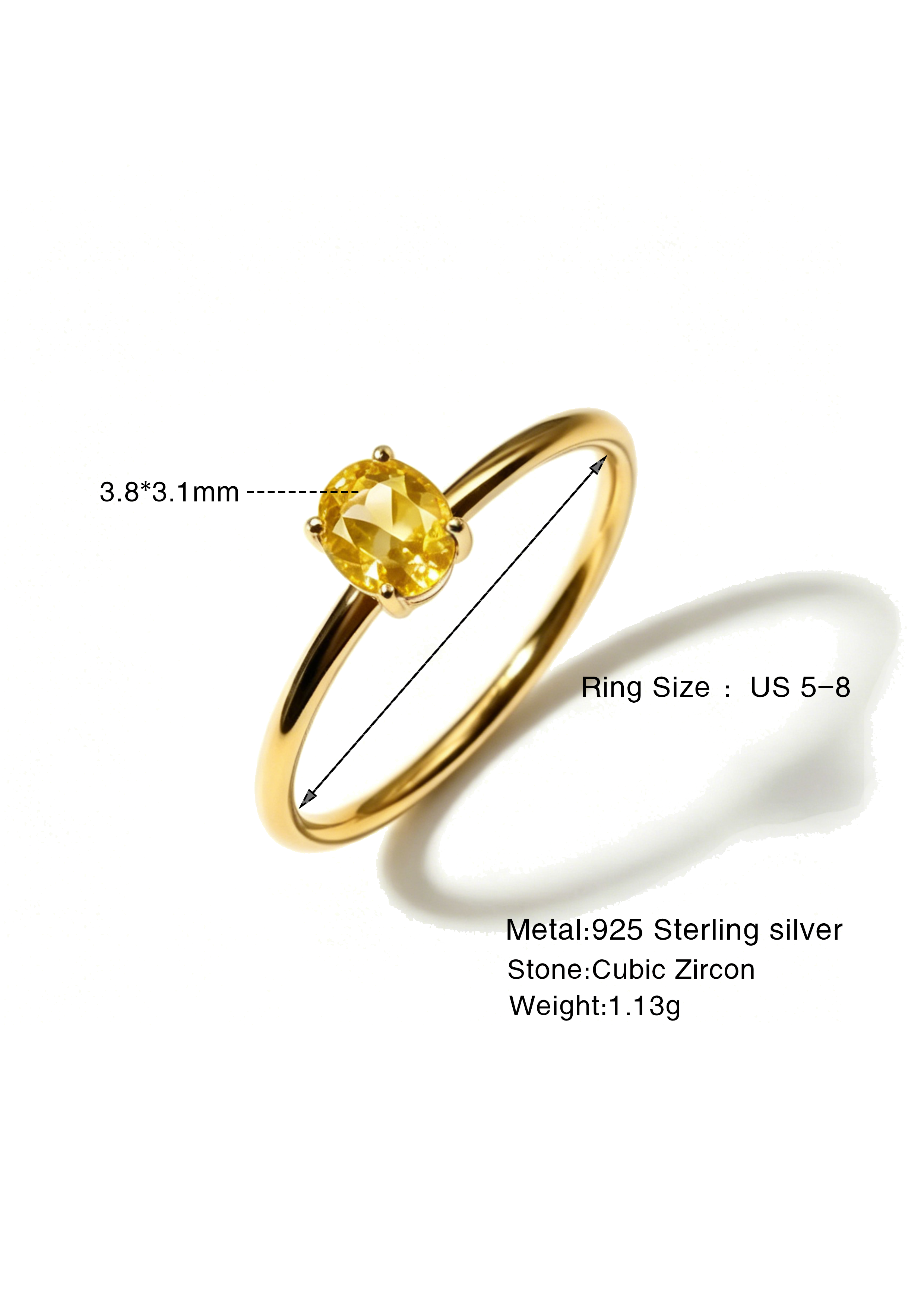 Personalized Birthstone Women Dainty Thin Band Multi Shape Amazing Crystals Stones 18K Gold Plated 12 Birthstone Stackable Ring