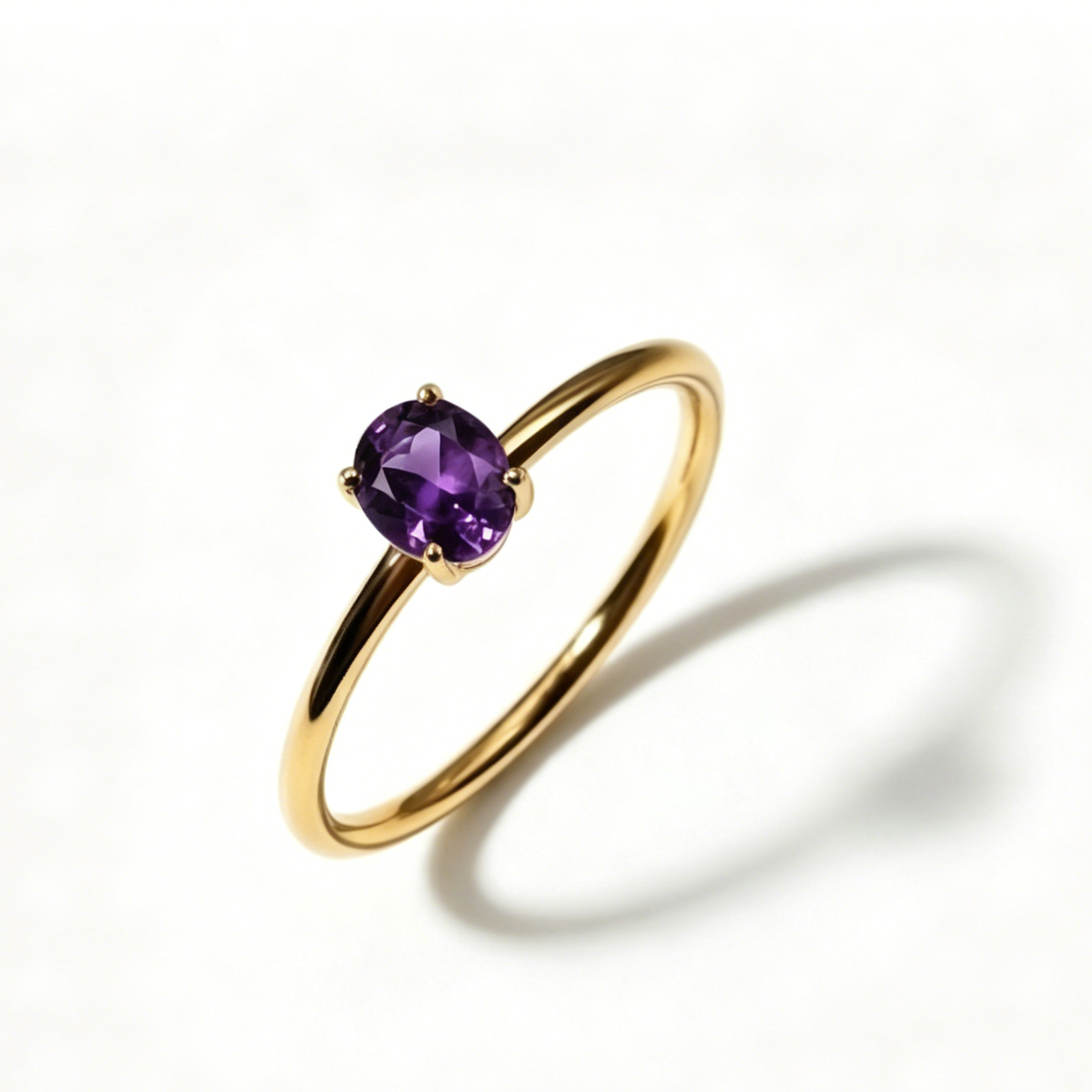 Personalized Birthstone Women Dainty Thin Band Multi Shape Amazing Crystals Stones 18K Gold Plated 12 Birthstone Stackable Ring view 3