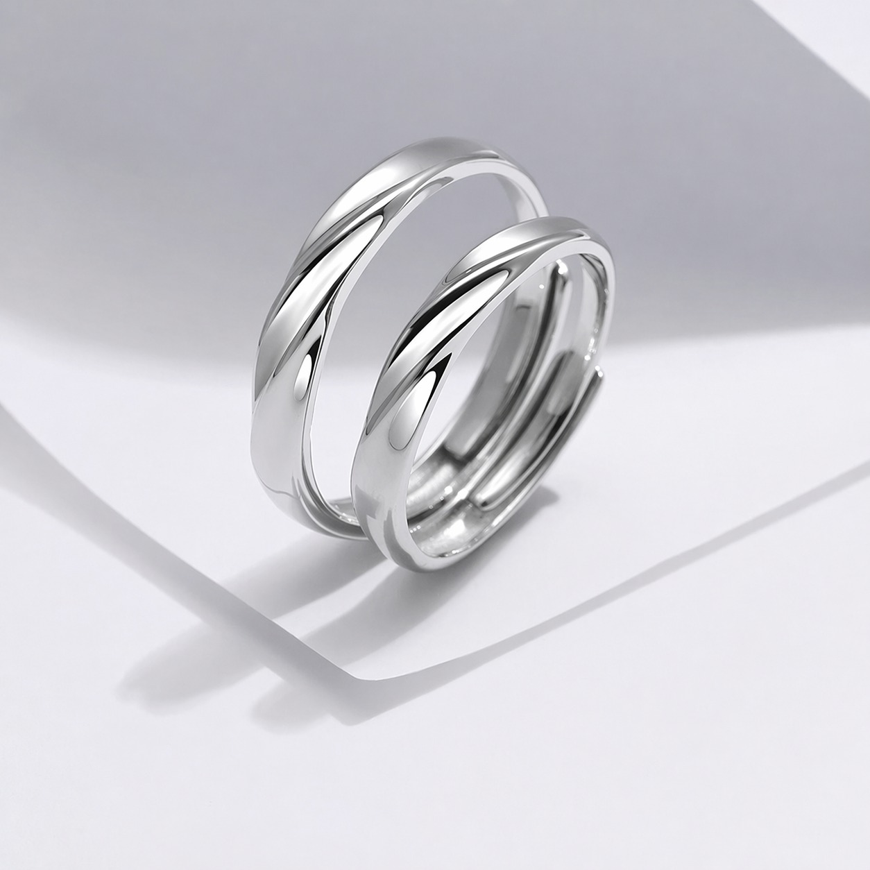 Mobius Twist Pure Metal Women Men Anniversary Birthday Gift S925 Silver Adjustable Couple Ring view 2