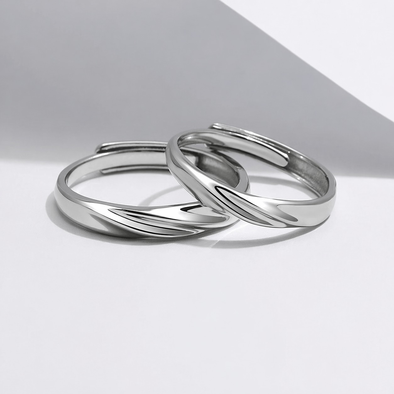 Mobius Twist Pure Metal Women Men Anniversary Birthday Gift S925 Silver Adjustable Couple Ring view 4