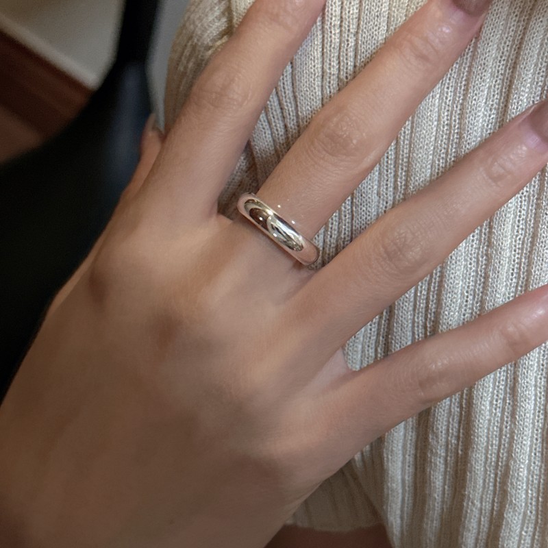 Polished Irregular Rounded Geometric Smooth Domed Band 925 Sterling Silver Ring view 2