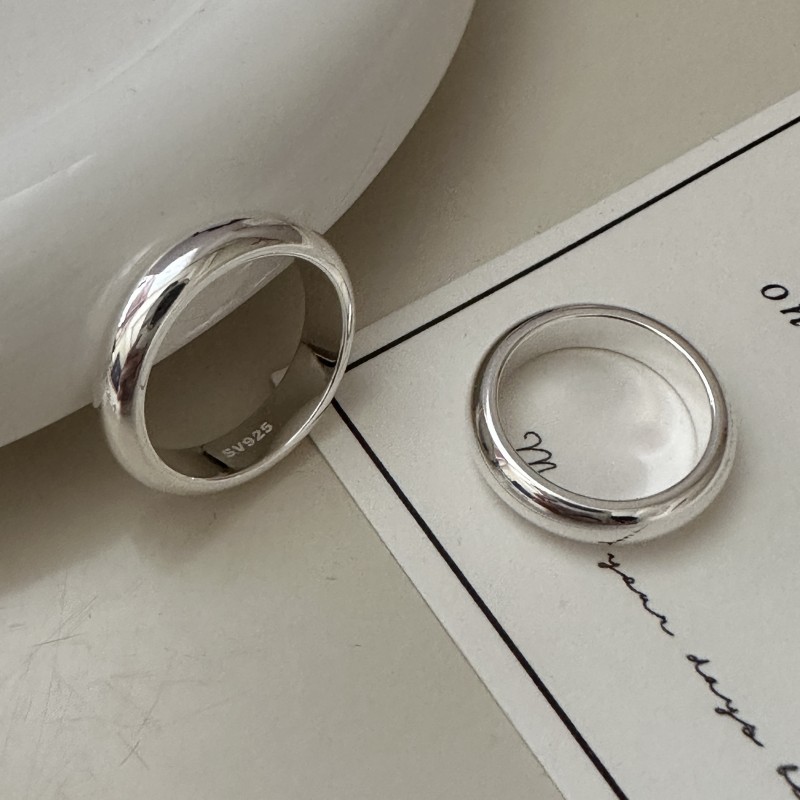 Polished Irregular Rounded Geometric Smooth Domed Band 925 Sterling Silver Ring view 5