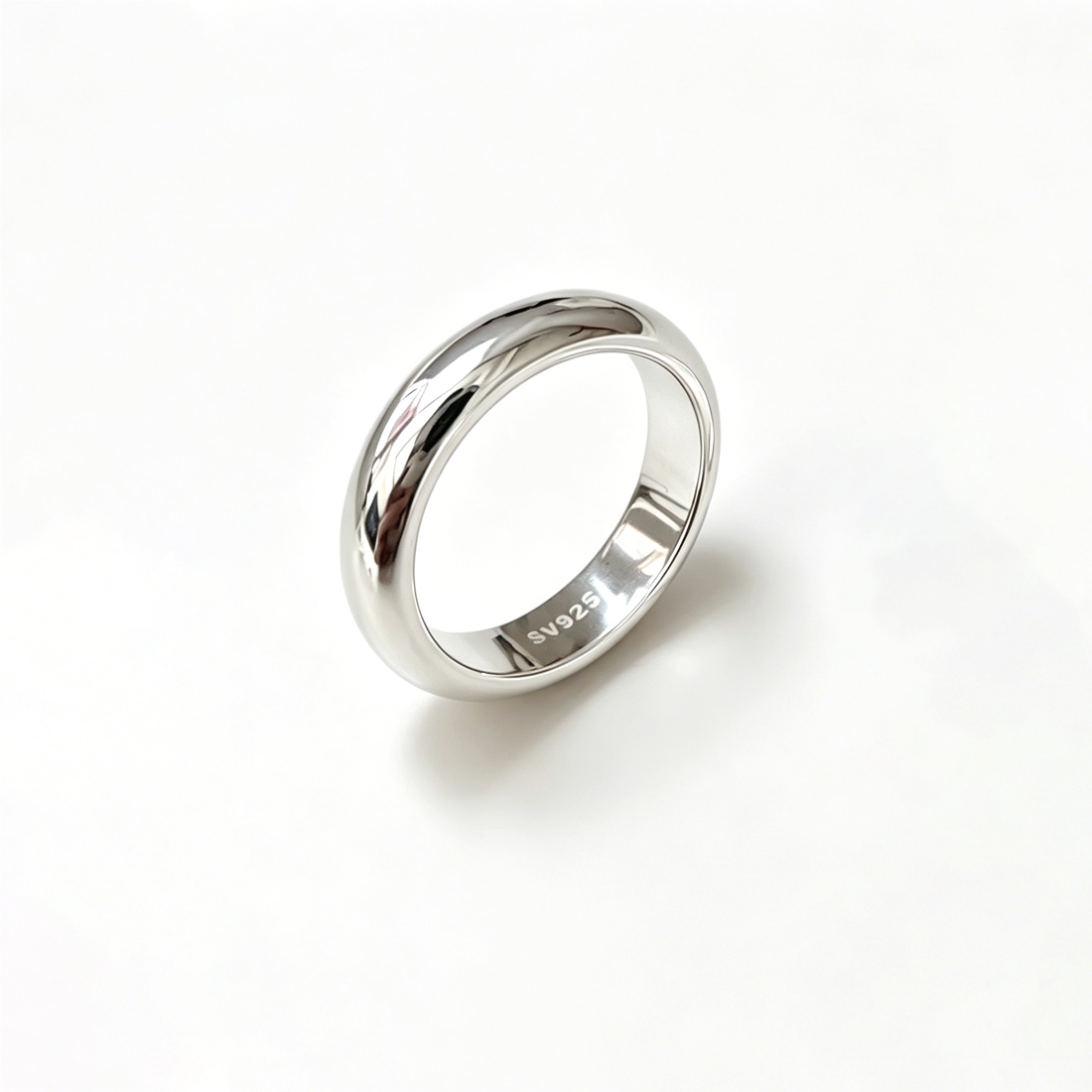 Polished Irregular Rounded Geometric Smooth Domed Band 925 Sterling Silver Ring view 6