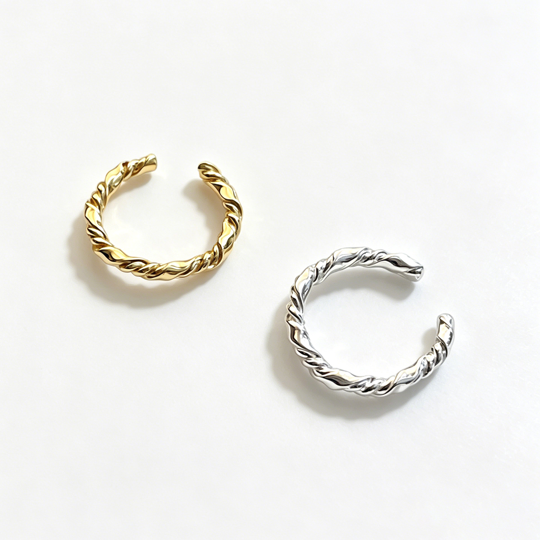 Twisted Rope Texture S925 Sterling Silver Polished Minimalist Fashion Open Adjustable Ring view 6