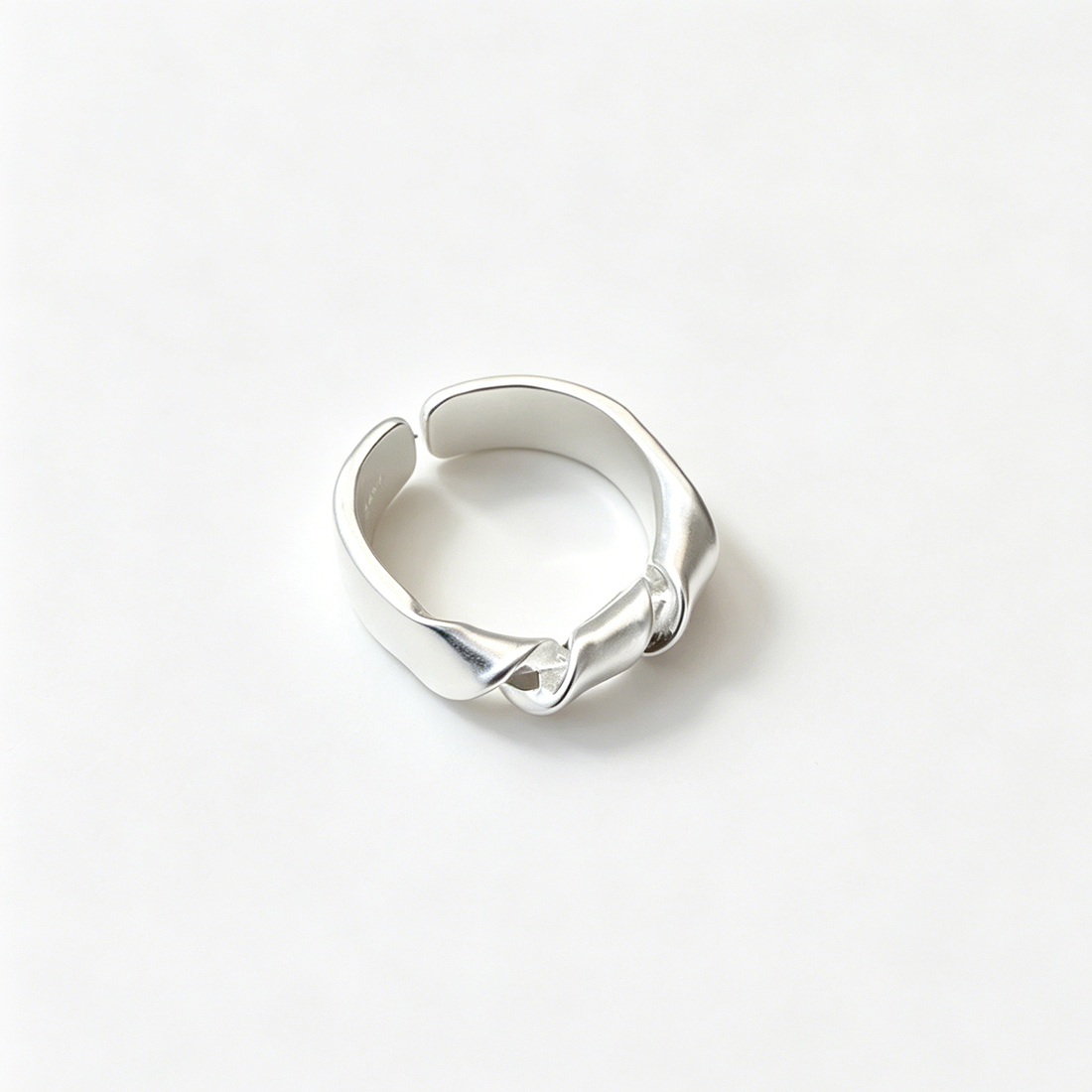 Minimalist Geometric Twisted Knot Silver 925 Sterling Silver Adjustable Ring view 5