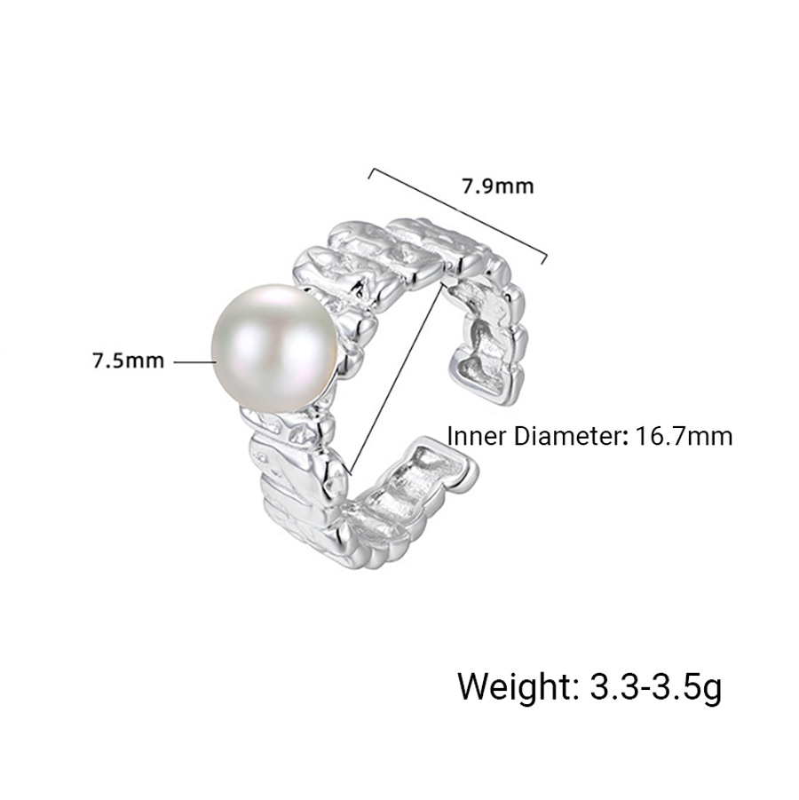 Elegant Fashion Women Floral Cluster Statement Flower Pearl Bead Amazing Crystals Solid 925 Sterling Silver Open Ring view 5