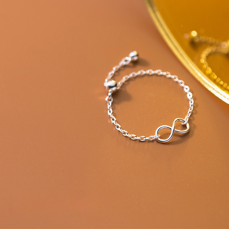 Pure Metal Infinity Symbol Sliding Bead Silver S925 Sterling Silver Adjustable Ring view 2