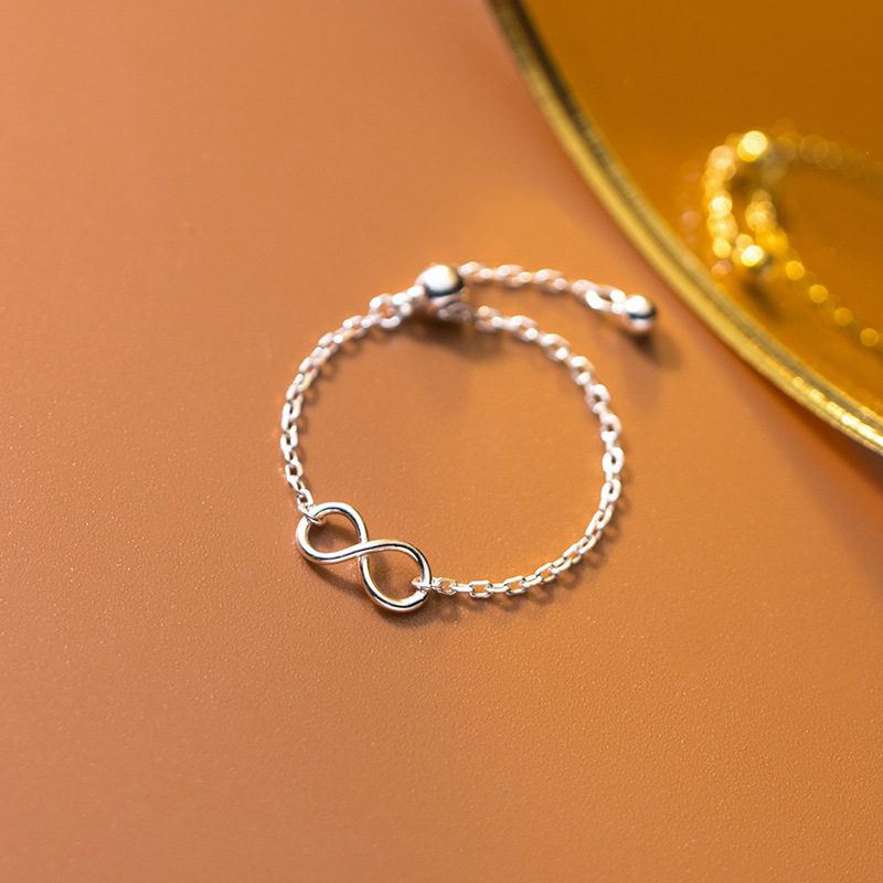 Pure Metal Infinity Symbol Sliding Bead Silver S925 Sterling Silver Adjustable Ring view 3