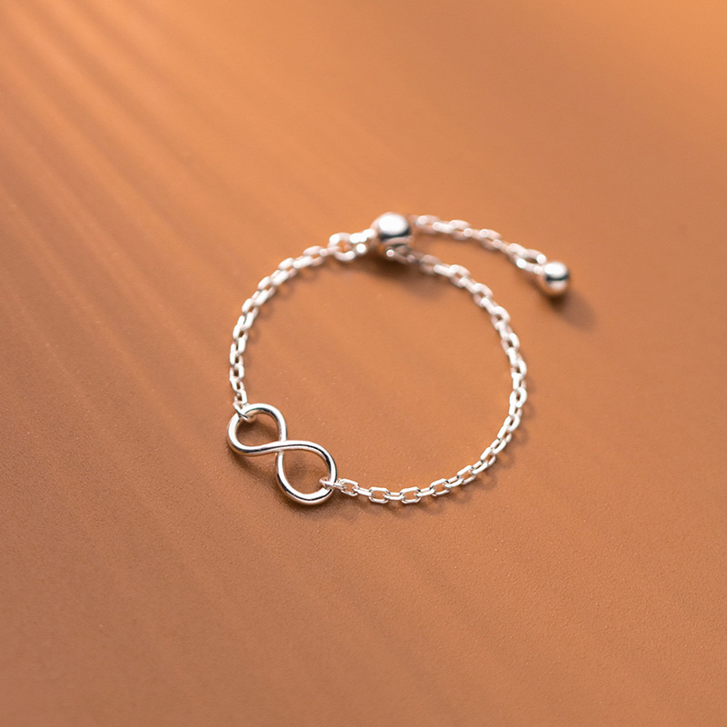 Pure Metal Infinity Symbol Sliding Bead Silver S925 Sterling Silver Adjustable Ring view 4