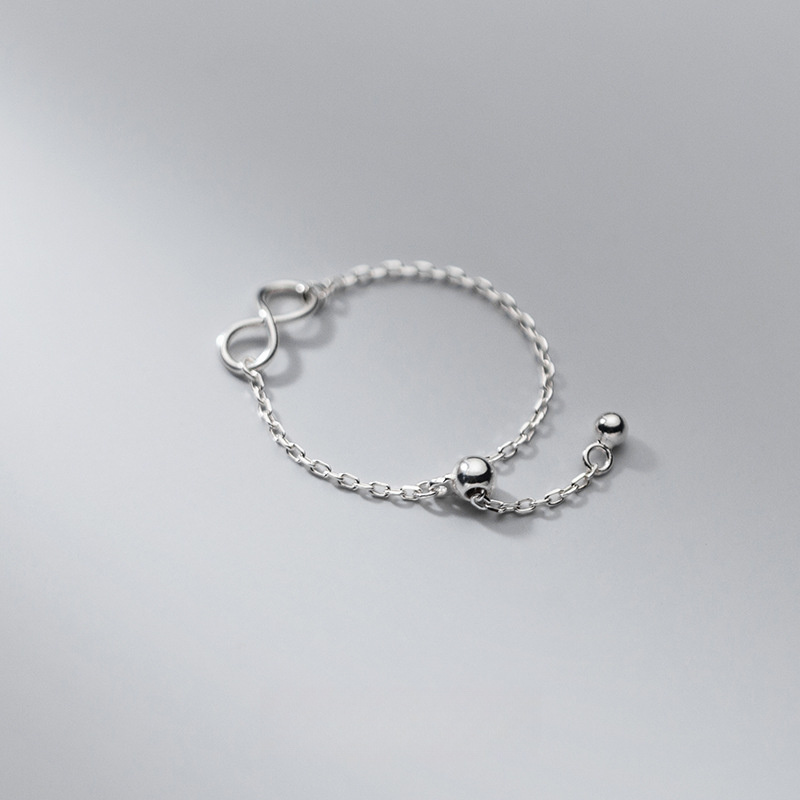Pure Metal Infinity Symbol Sliding Bead Silver S925 Sterling Silver Adjustable Ring view 5