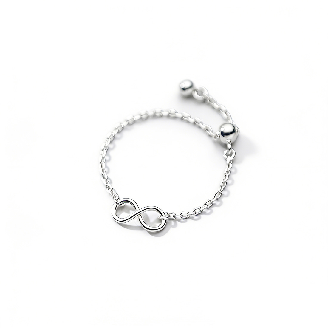 Pure Metal Infinity Symbol Sliding Bead Silver S925 Sterling Silver Adjustable Ring view 6