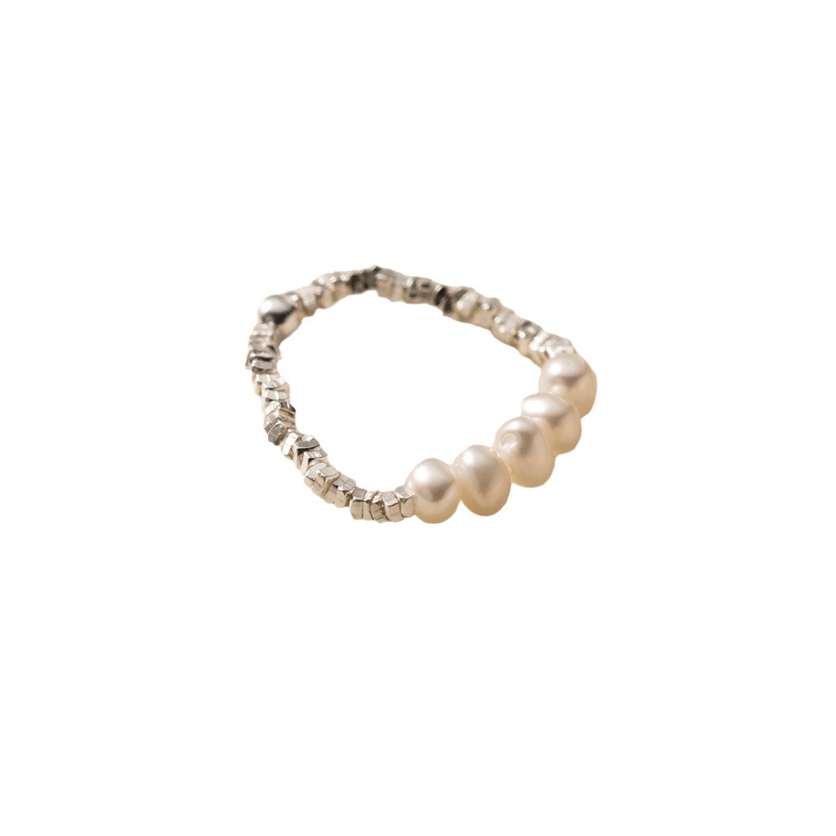 Pearl Pure Metal Minimalist S925 Sterling Silver Beaded Stackable Ring view 8