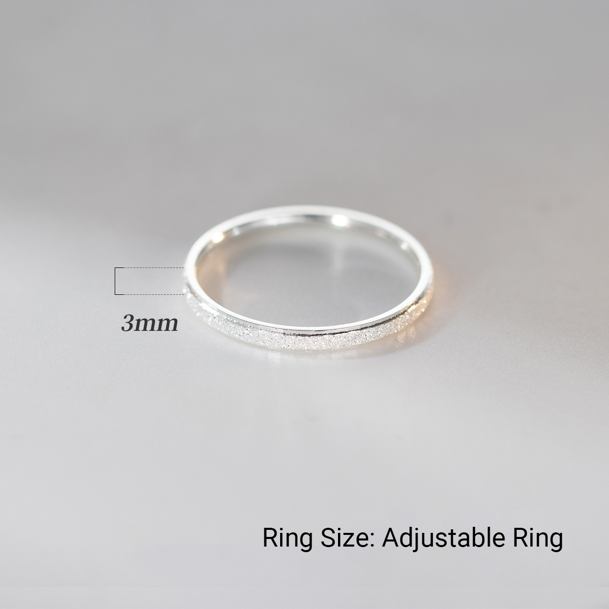 Minimalist Frosted Starry Faceted Carved 990 Fine Silver Slim Band Ring view 7