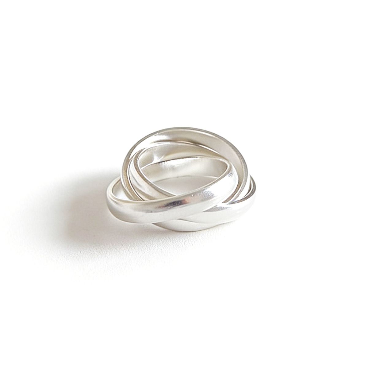 Elegant Geometric Design Pure Metal S990 Silver Intertwined Lines Closed Ring view 5