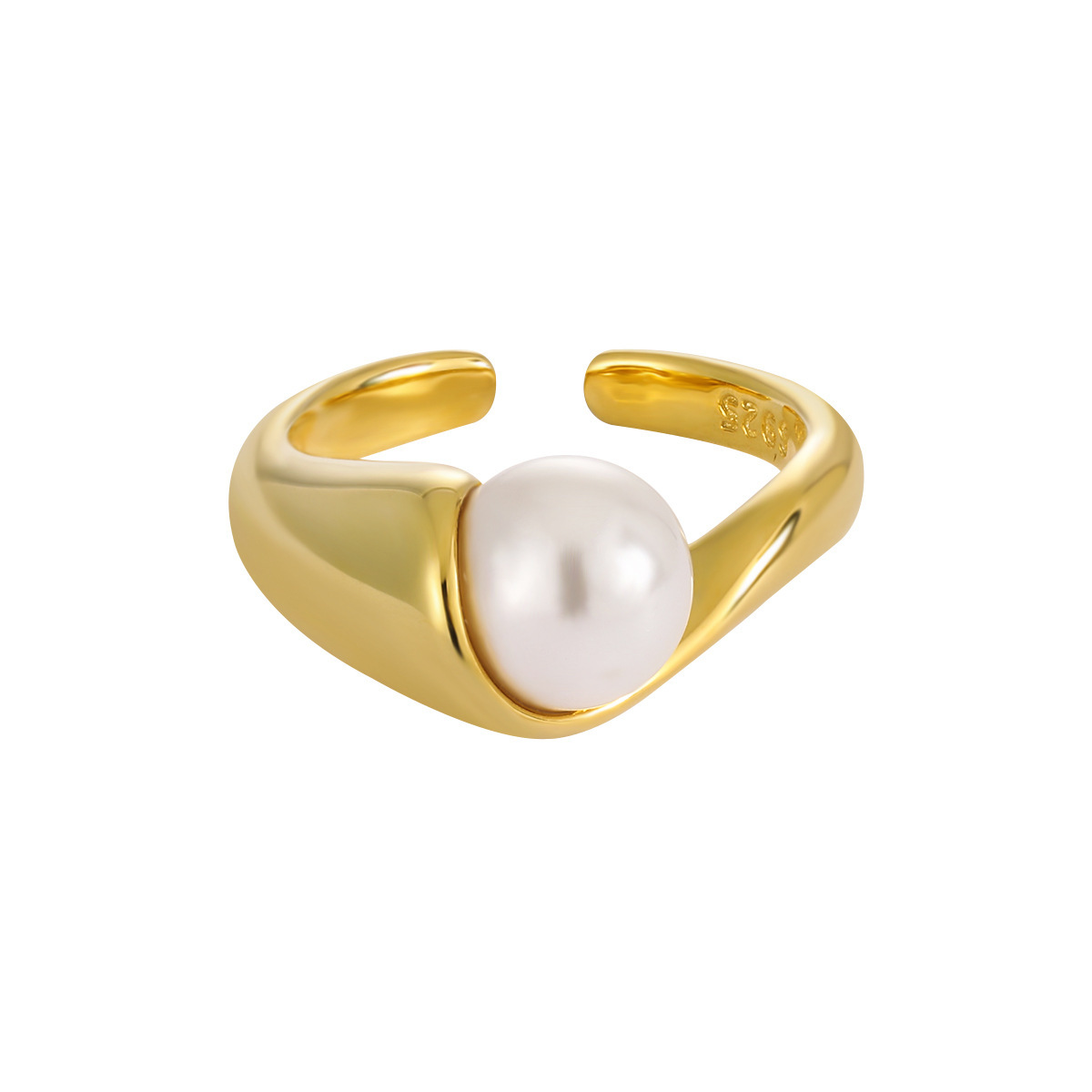Elegant Geometric Design Shell Pear 925 Sterling Silver Adjustable Ring for Women Unique Style Modern Fashion Jewelry Anniversary Gift view 5