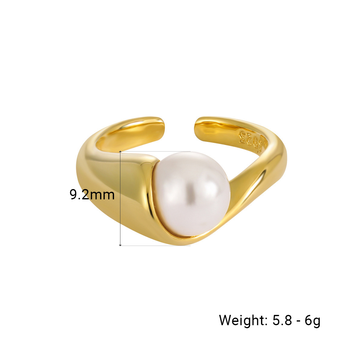 Elegant Geometric Design Shell Pear 925 Sterling Silver Adjustable Ring for Women Unique Style Modern Fashion Jewelry Anniversary Gift view 6