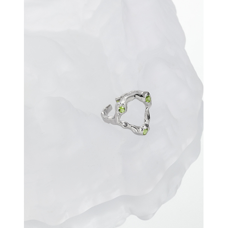 Irregular Geometric Design Amazing Crystals Adjustable 925 Sterling Silver Ring view 3