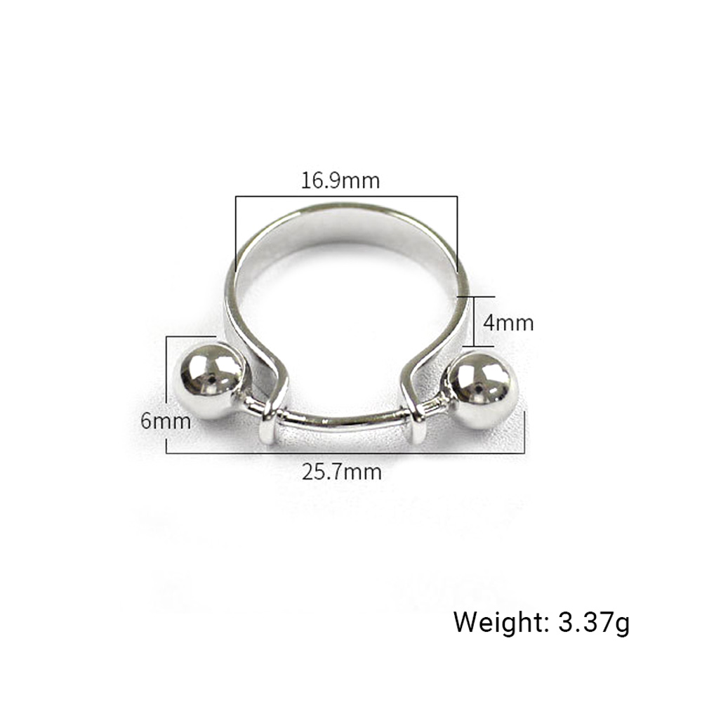 Geometric Double Ball Design 925 Sterling Silver Minimalist Adjustable White Gold Plated Ring view 6
