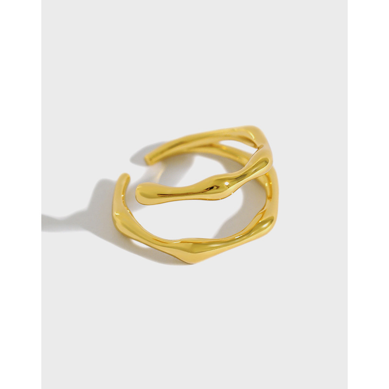 Geometric Design Double Band Adjustable 925 Sterling Silver Ring view 2