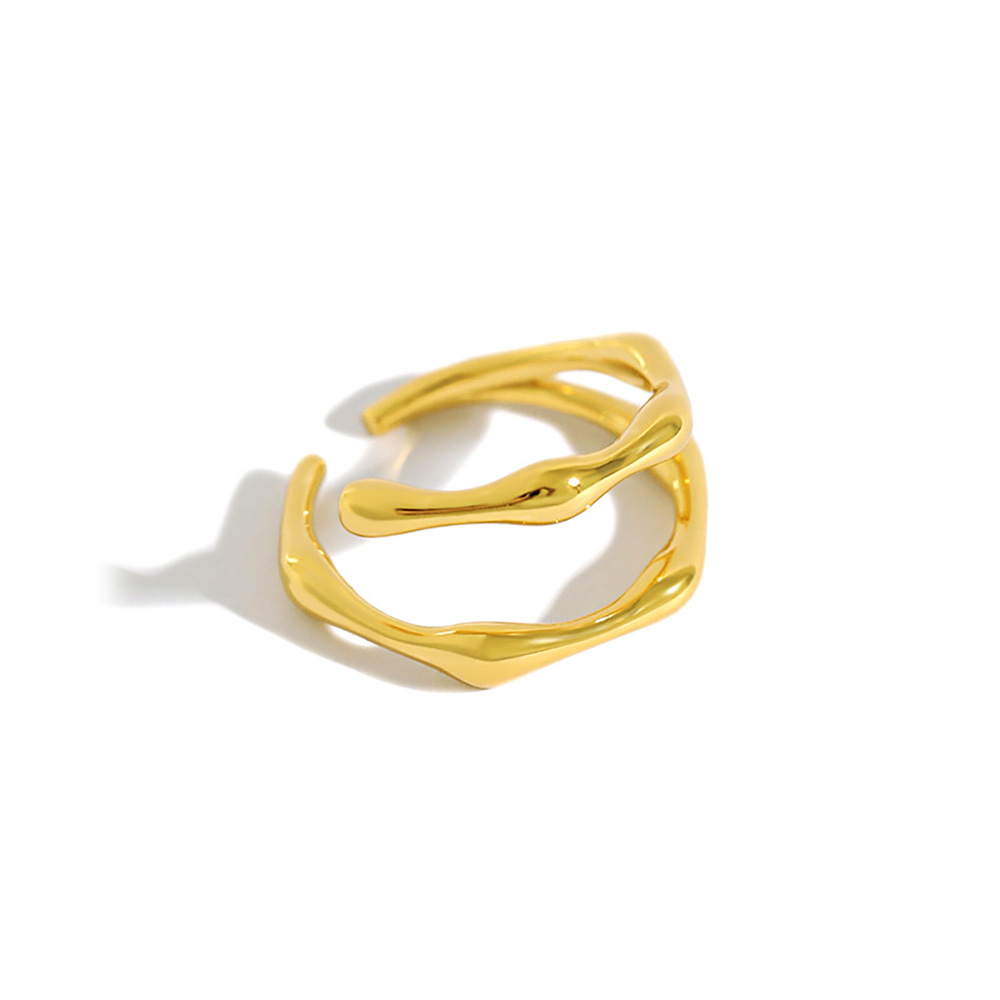 Geometric Design Double Band Adjustable 925 Sterling Silver Ring view 7